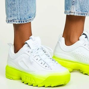 FILA Disruptor 2 Premium Fade Neon Yellow Size 9